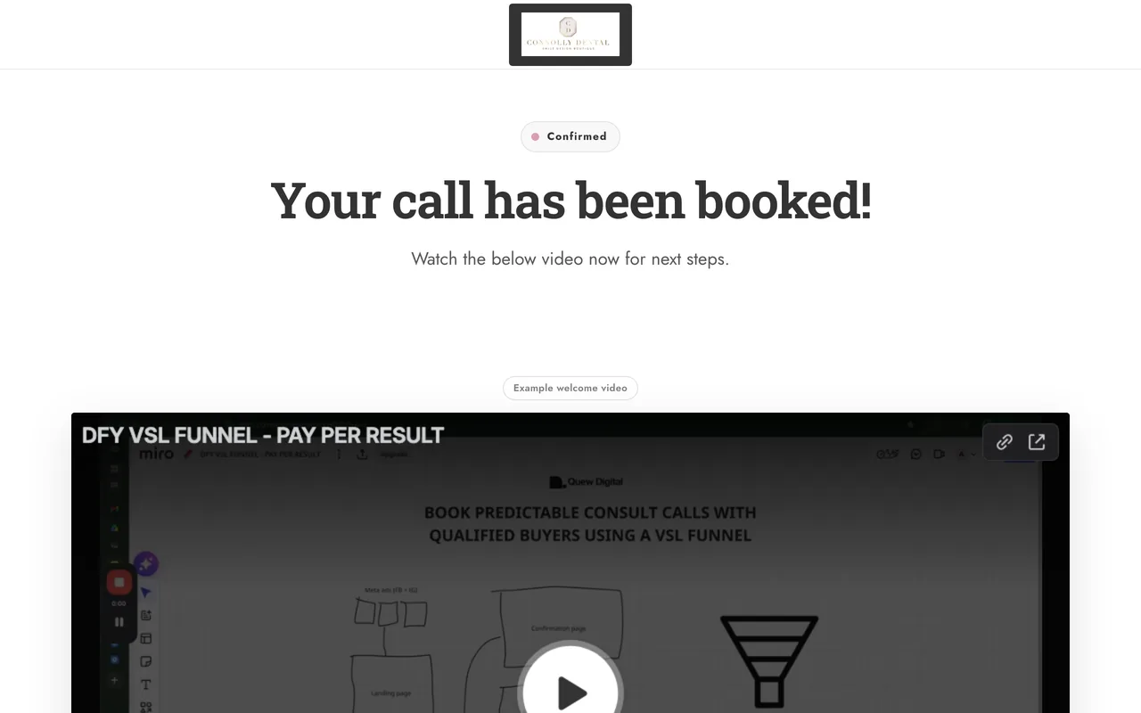 Confirmation page preview